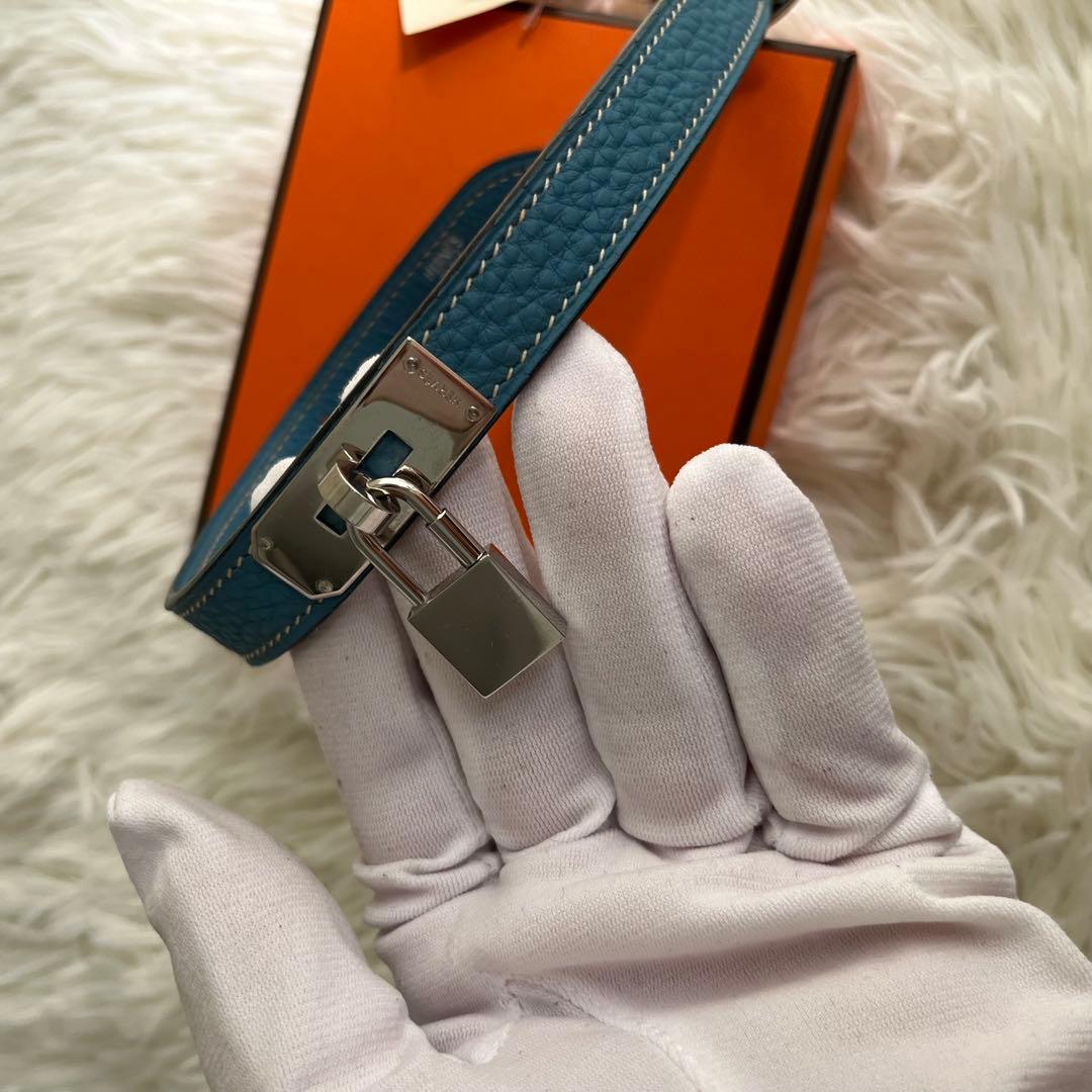 新品 HERMES エルメス ケリー 首輪 犬用 ペット用品 ブルー 箱タグ付