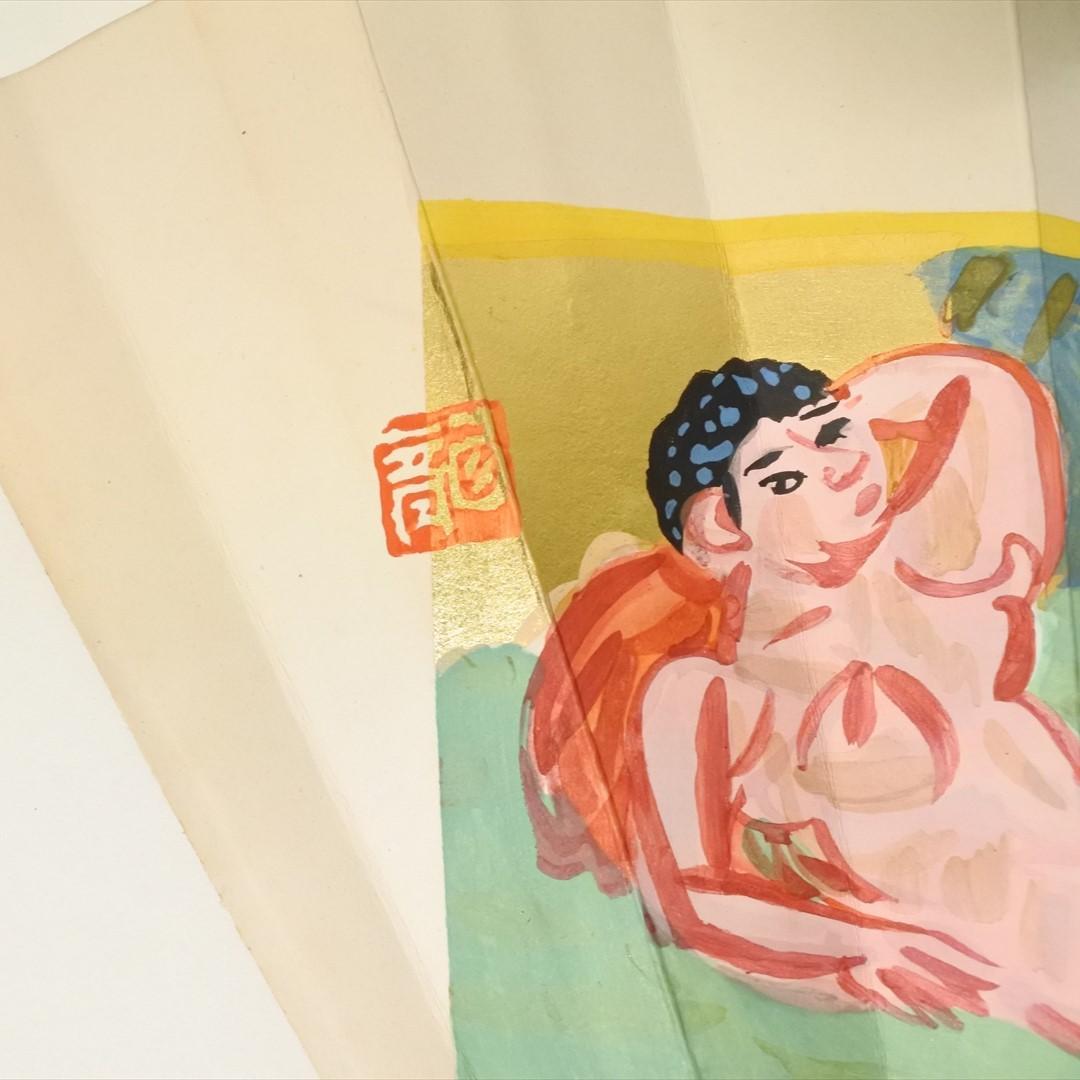 梅原龍三郎　リトグラフ　扇面裸婦図　求龍堂版 1954年　箱付　i