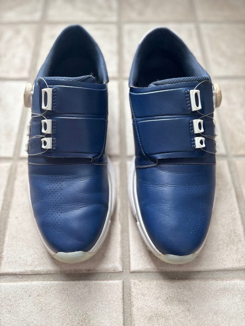 ネイビー ストラップ式 ゴルフシューズ