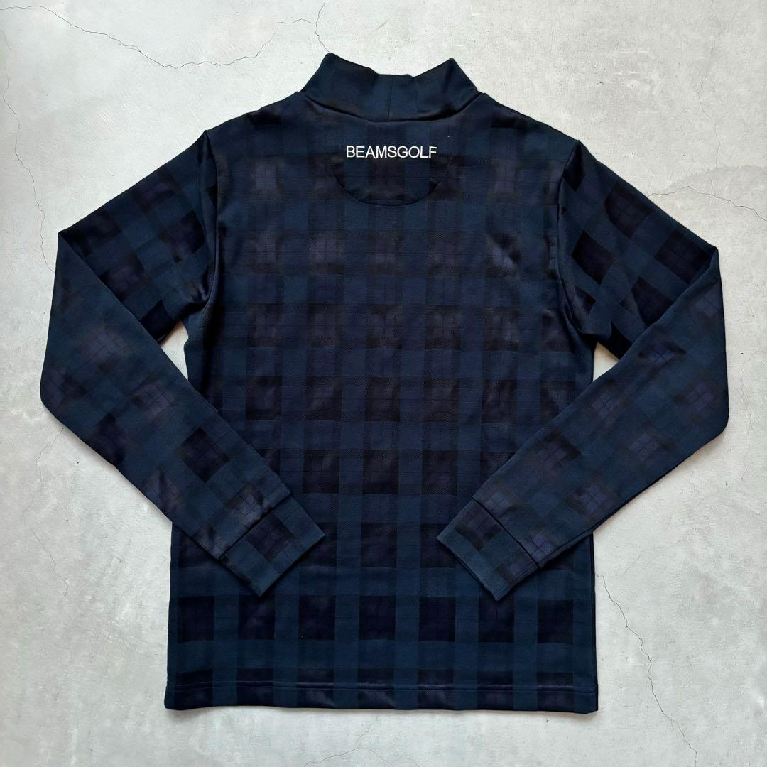 【美品】BEAMS GOLF パープルレーベル チェック柄モックネック長袖シャツ