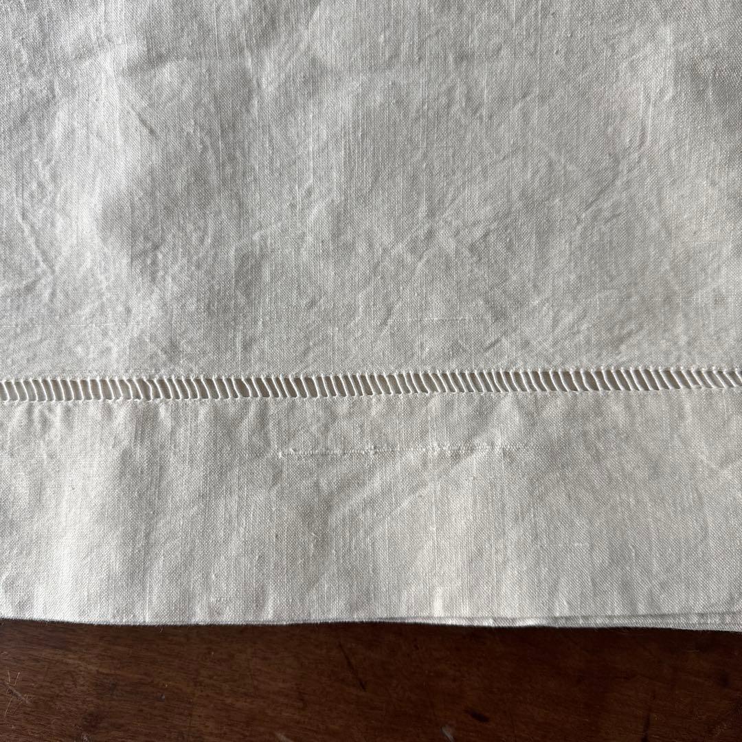 ［訳あり］フランスアンティーク　モノグラム刺繍入り　メティス生地　大判カバー