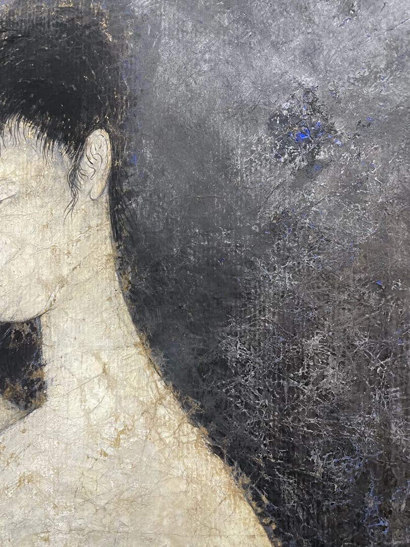 中村直人『髪を梳く図(裸婦)』F15 原画 ガッシュ 作家直筆サイン入り 額装