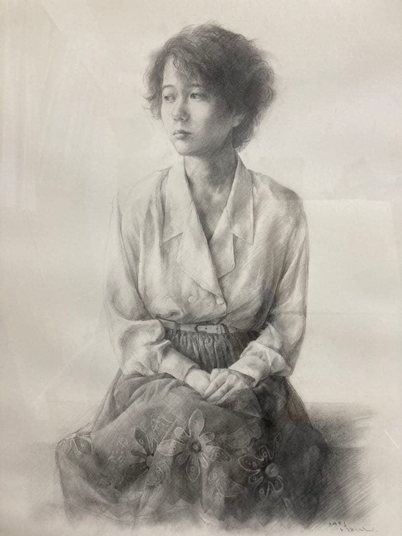 【特別出品】木原和敏 デッサン 直筆サイン 真筆 美人画 リアリズム 写実 絵画