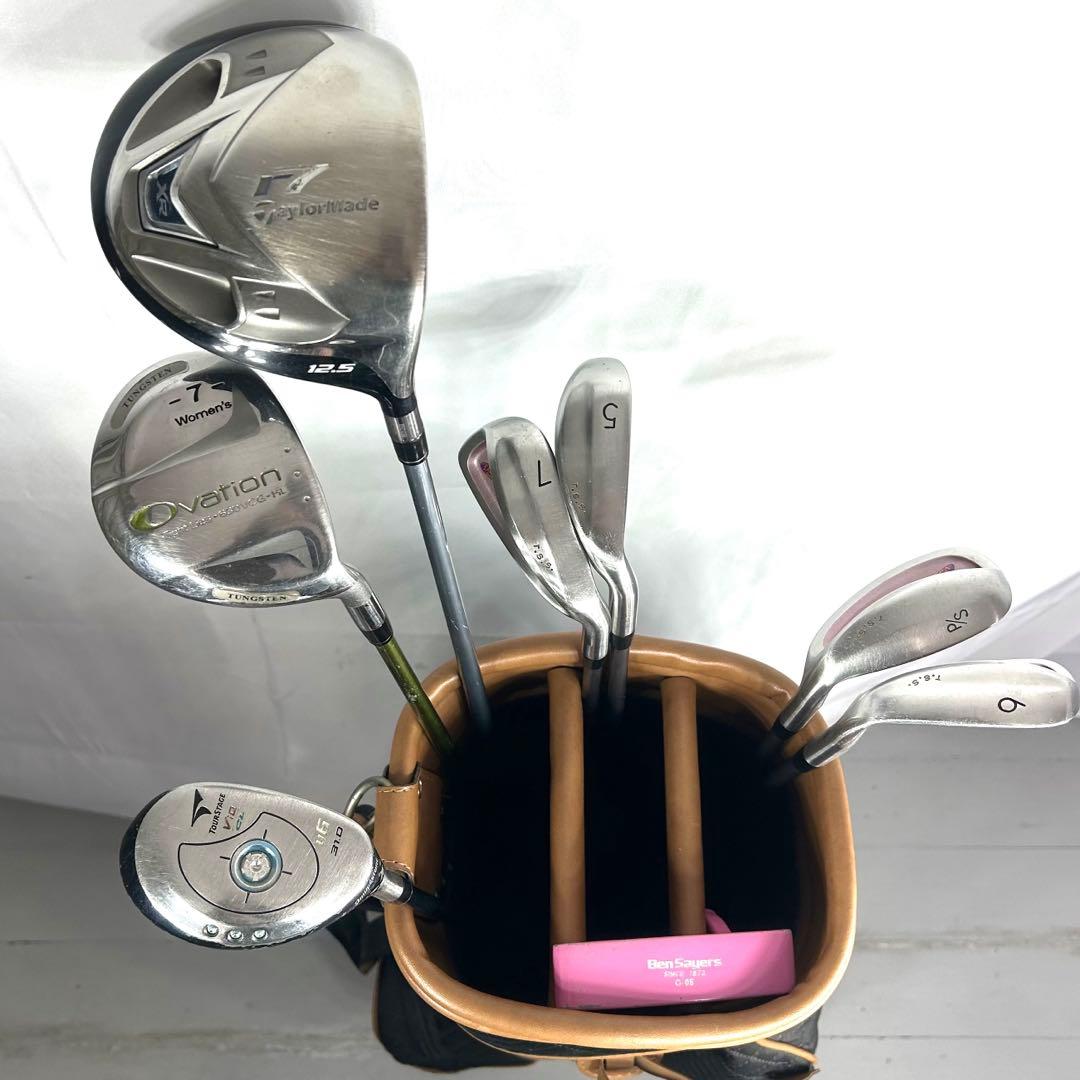 本格派 レディースゴルフクラブ 8本 ゴルフセット ピン キャディバッグ 美品