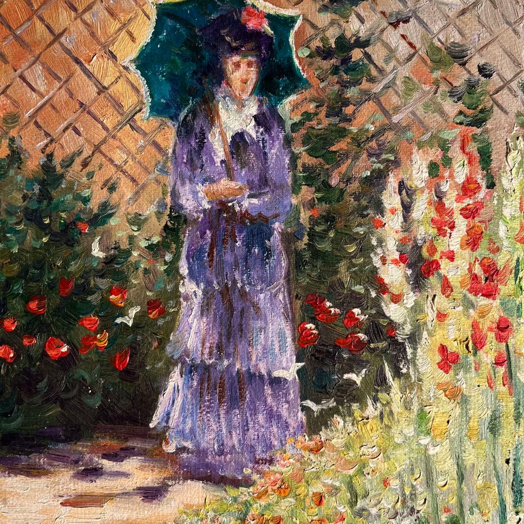 手書き油絵 クロード・モネ グラジオラス 額付き 肉筆絵画 インテリア 油彩画