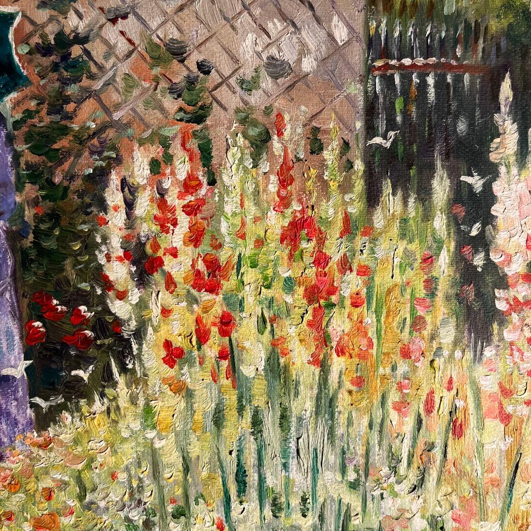 手書き油絵 クロード・モネ グラジオラス 額付き 肉筆絵画 インテリア 油彩画