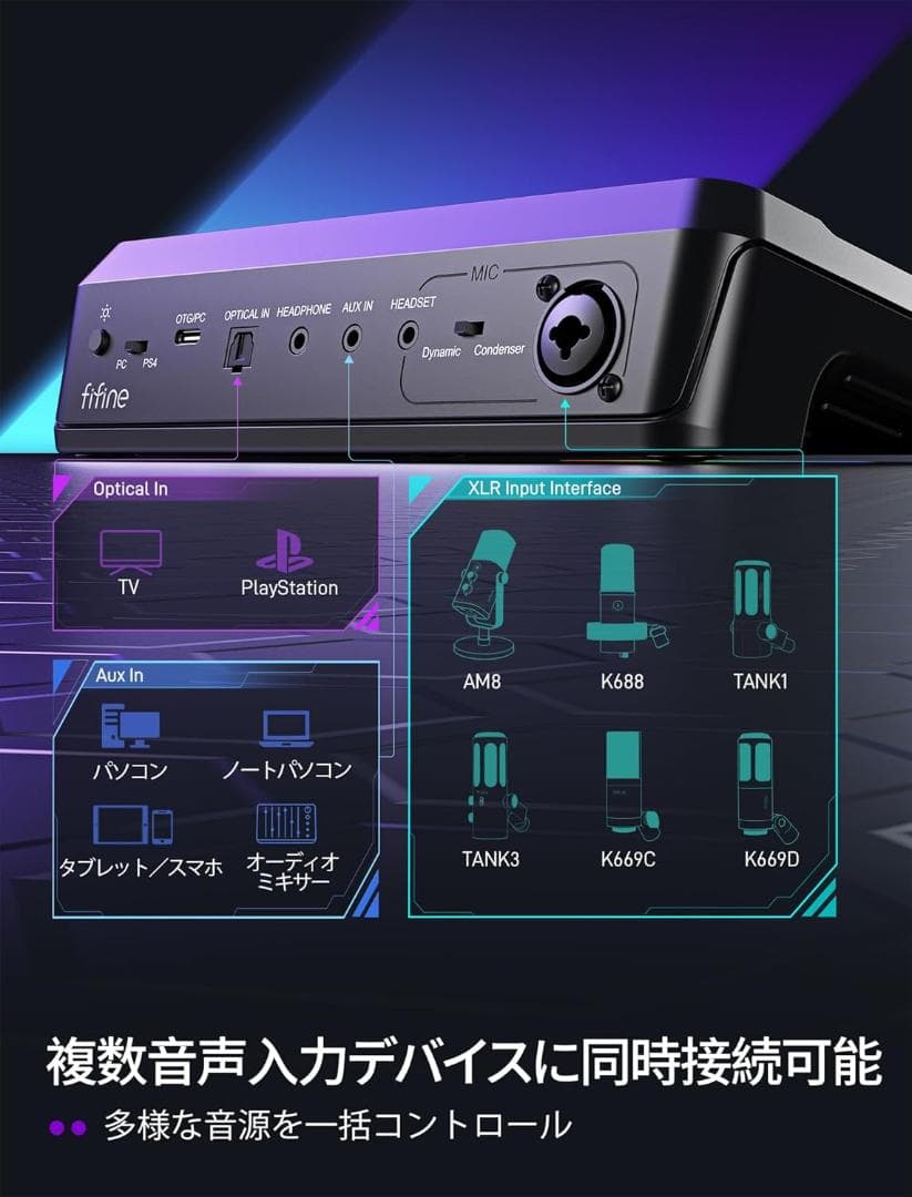 配信用オーディオミキサー オーディオインターフェース PC/PS4/PS5対応