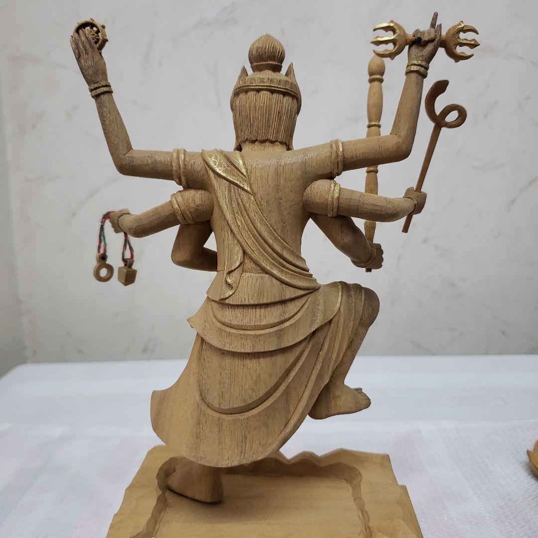 Ｂフライデー蔵出し特価上彫り仏像◆楠材 烏枢沙摩明王5寸立 眼入金泥◆五大明王