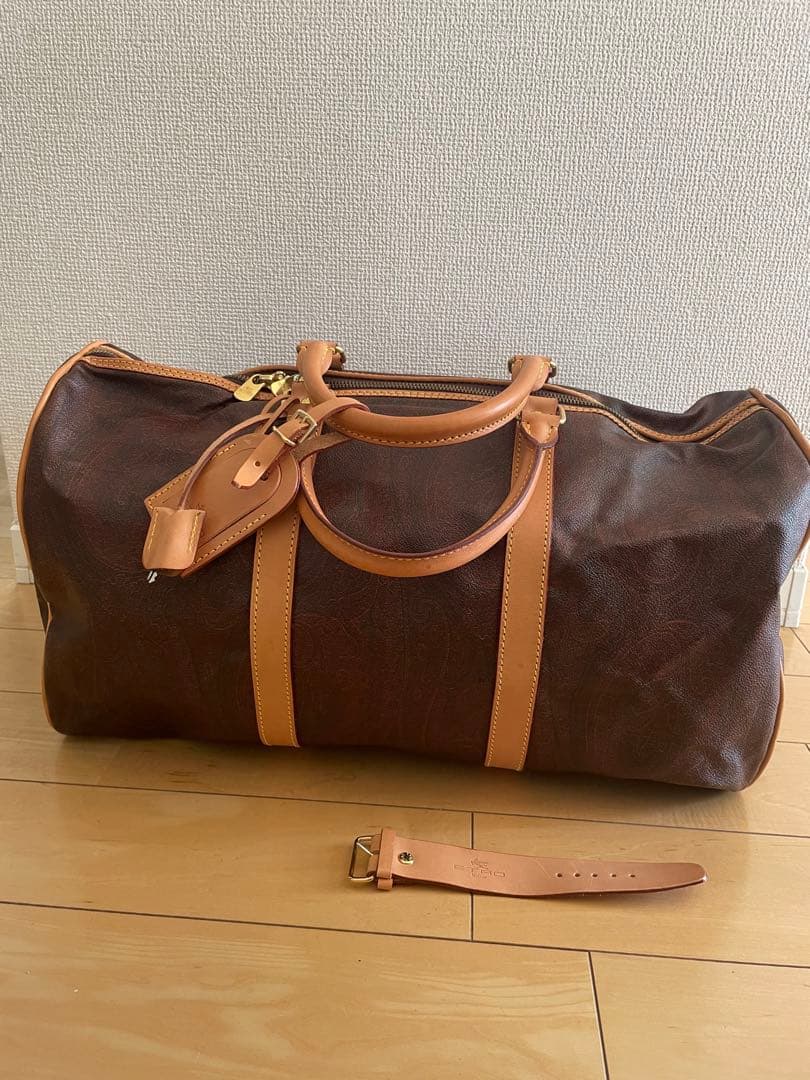 ETRO エトロ ボストンバッグ ハンドバック レザー ペイズリー柄 ブラウン
