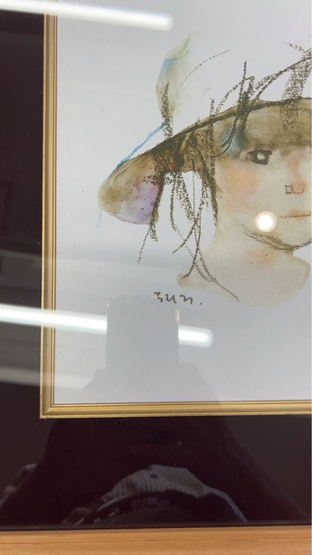 いわさきちひろ　色紙額 少女像