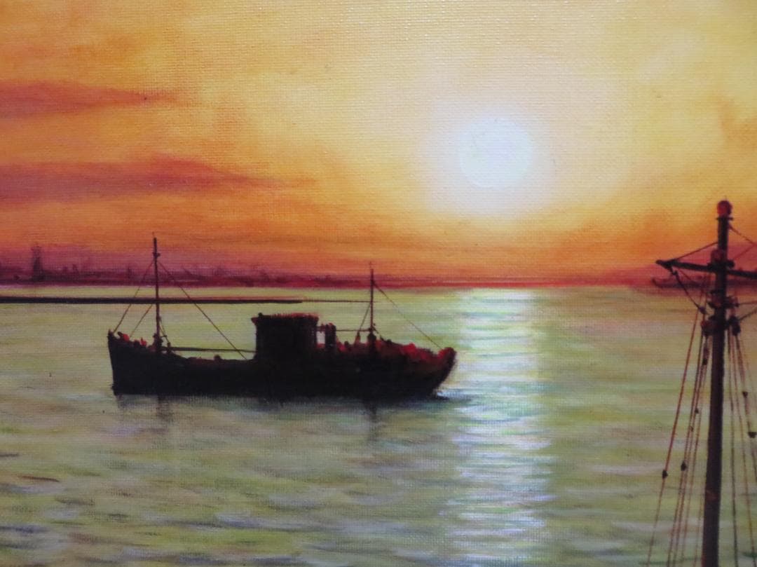 ◆ 荻島秀峰　「釧路港」　油彩　F8号　愛知県出身　伊豆美術協会会員　◆