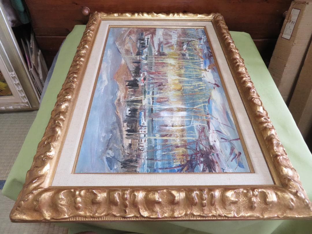 ◆岡田又三郎　「雪の湖畔（山中湖）」　油彩　M10号　日展理事　日本芸術院賞◆