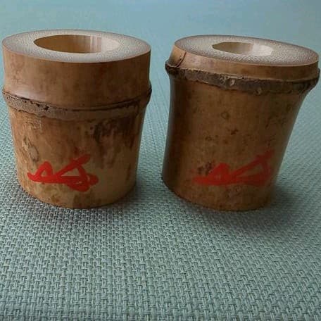 A 6 茶道 竹 蓋置 一双・ 寛州花押 (新品未使用品)