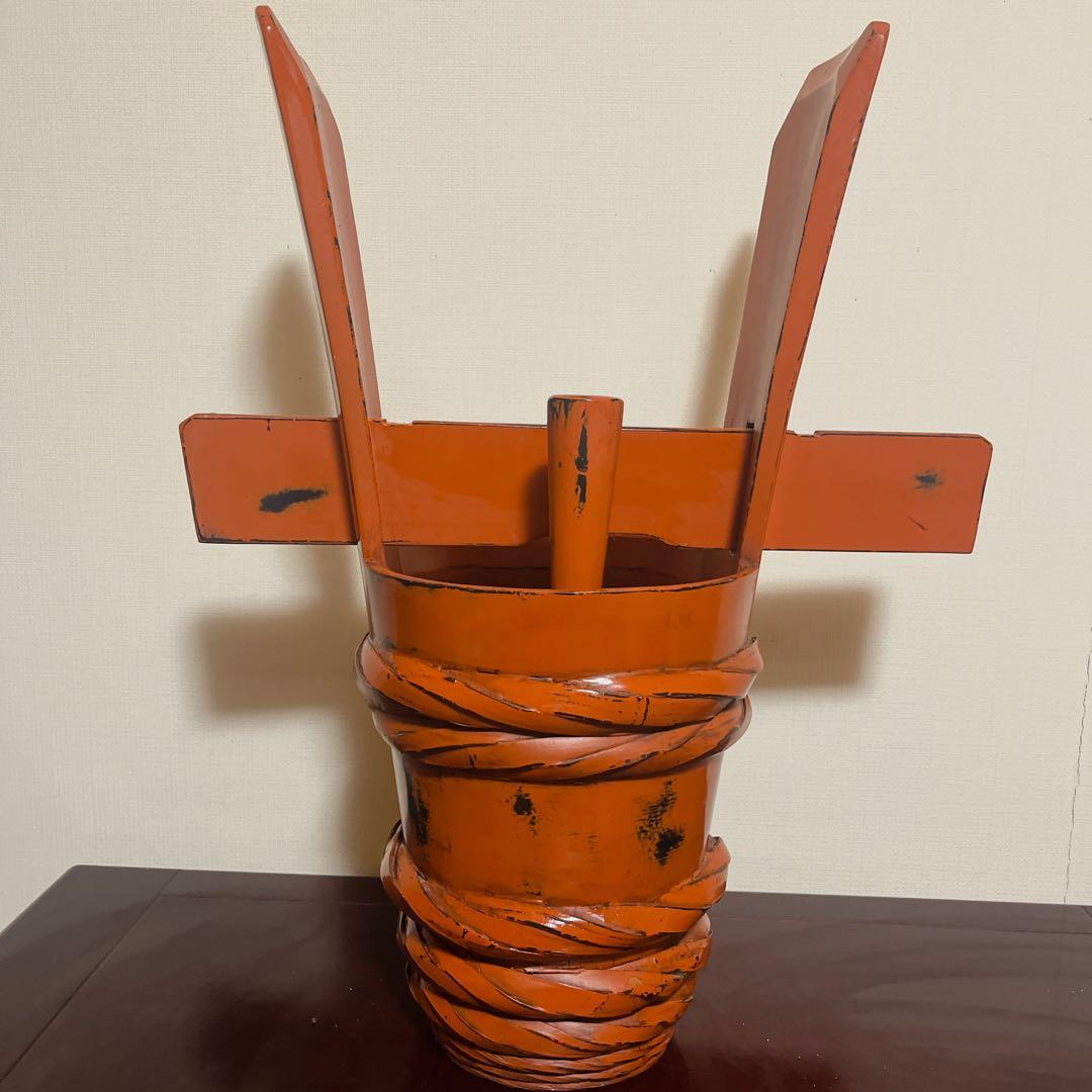 【アンティーク】角樽 縁起物 朱塗り 天然木 古道具 正月飾り 伝統工芸