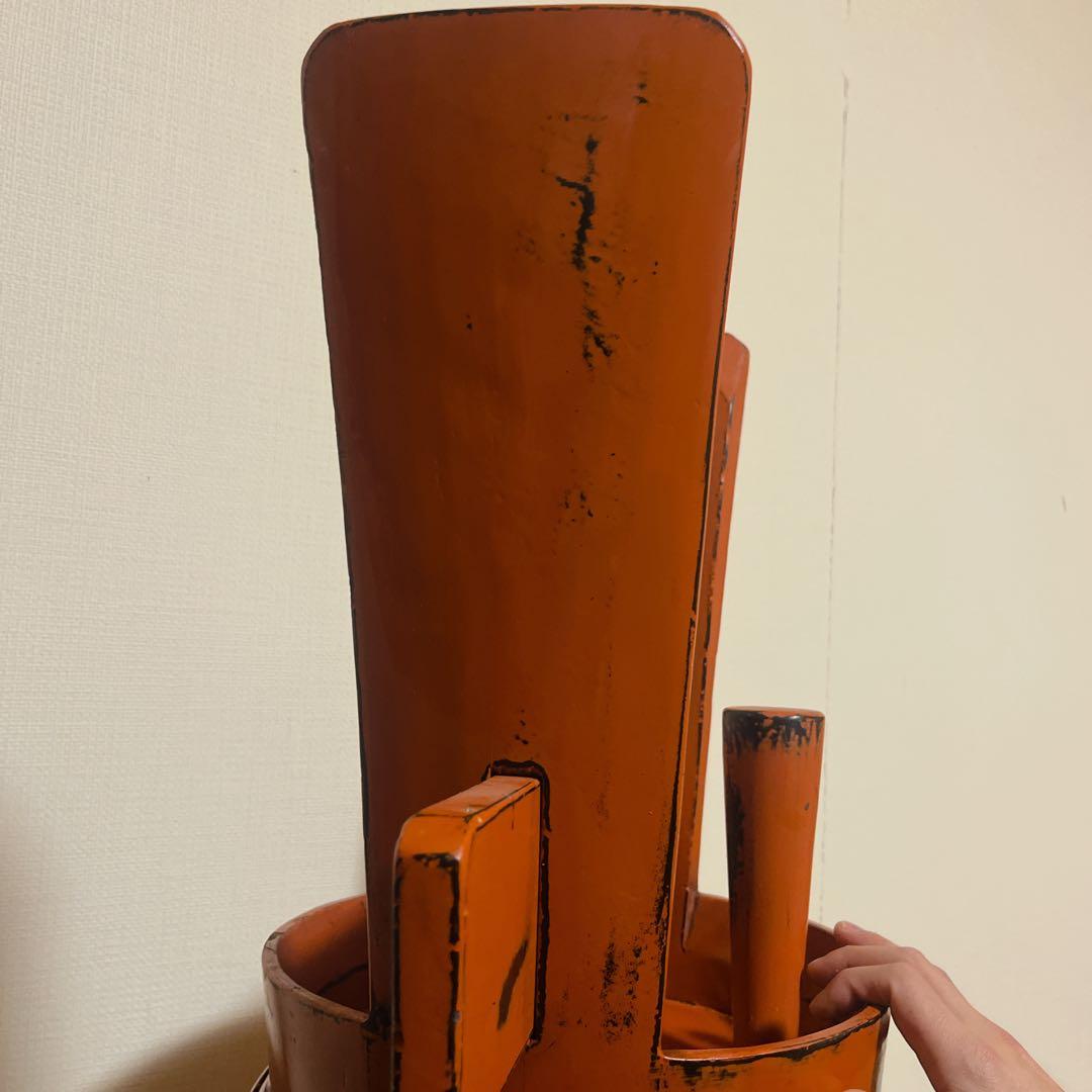 【アンティーク】角樽 縁起物 朱塗り 天然木 古道具 正月飾り 伝統工芸