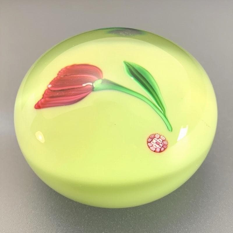 希少 SAINT LOUIS サンルイ クリスタルペーパーウェイト チューリップ