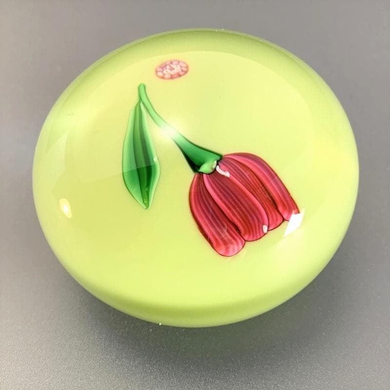 希少 SAINT LOUIS サンルイ クリスタルペーパーウェイト チューリップ