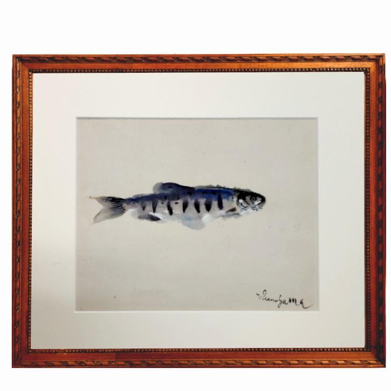 ☆上野山清貢☆　「やまめ」　水彩画　◇帝展特選・北海道新聞社文化賞◇
