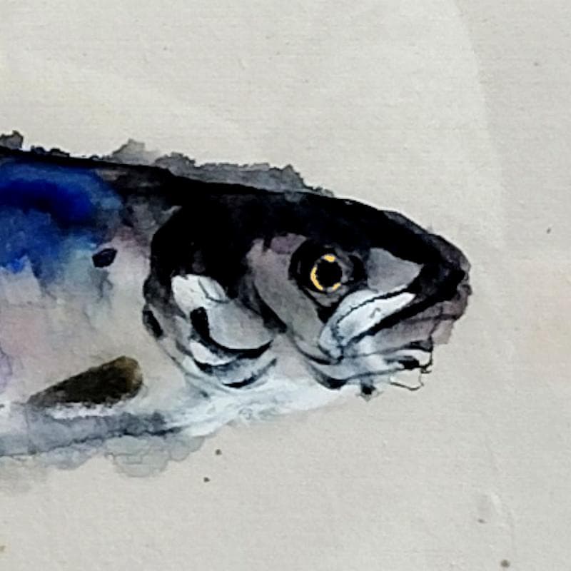 ☆上野山清貢☆　「やまめ」　水彩画　◇帝展特選・北海道新聞社文化賞◇