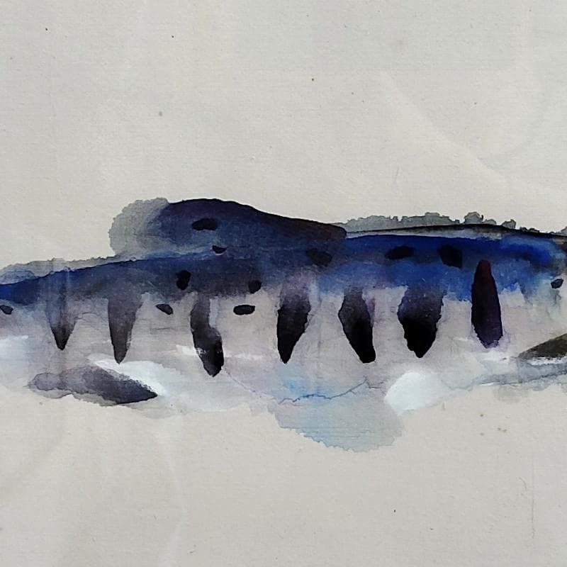 ☆上野山清貢☆　「やまめ」　水彩画　◇帝展特選・北海道新聞社文化賞◇