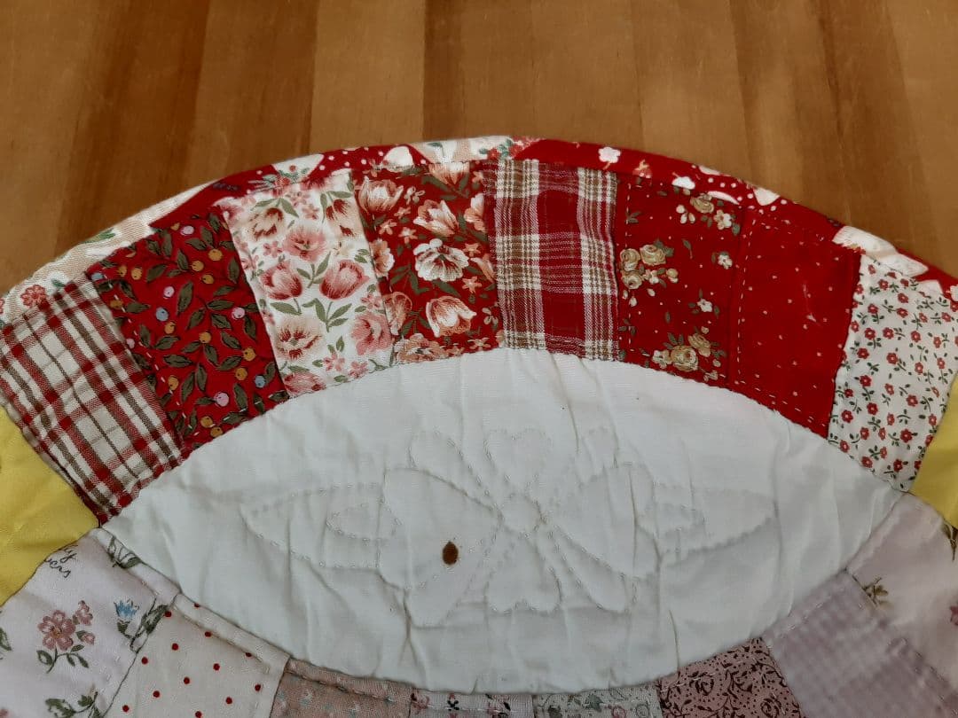 ハンドメイド　パッチワークキルト　ダブルウエディング　ベッドカバー