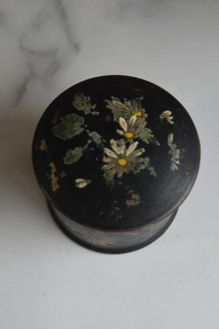 パピエマシェ　マーガレットの小物入れ　フランスアンティーク ナポレオン三世