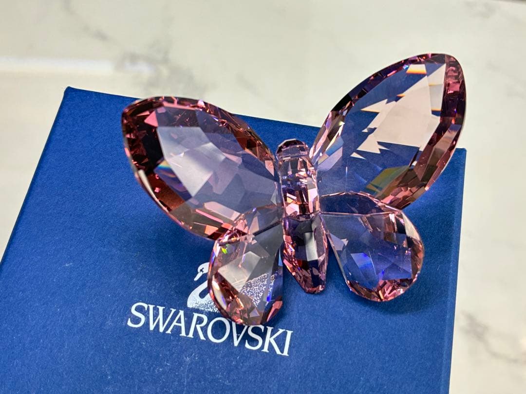 スワロフスキー バタフライ 蝶 置物ピンク