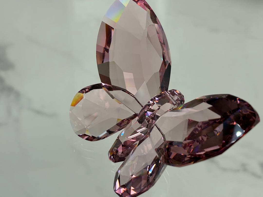 スワロフスキー バタフライ 蝶 置物ピンク