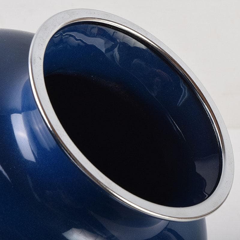 七宝焼　紺釉　四君子文　花瓶　共箱　F　R9167