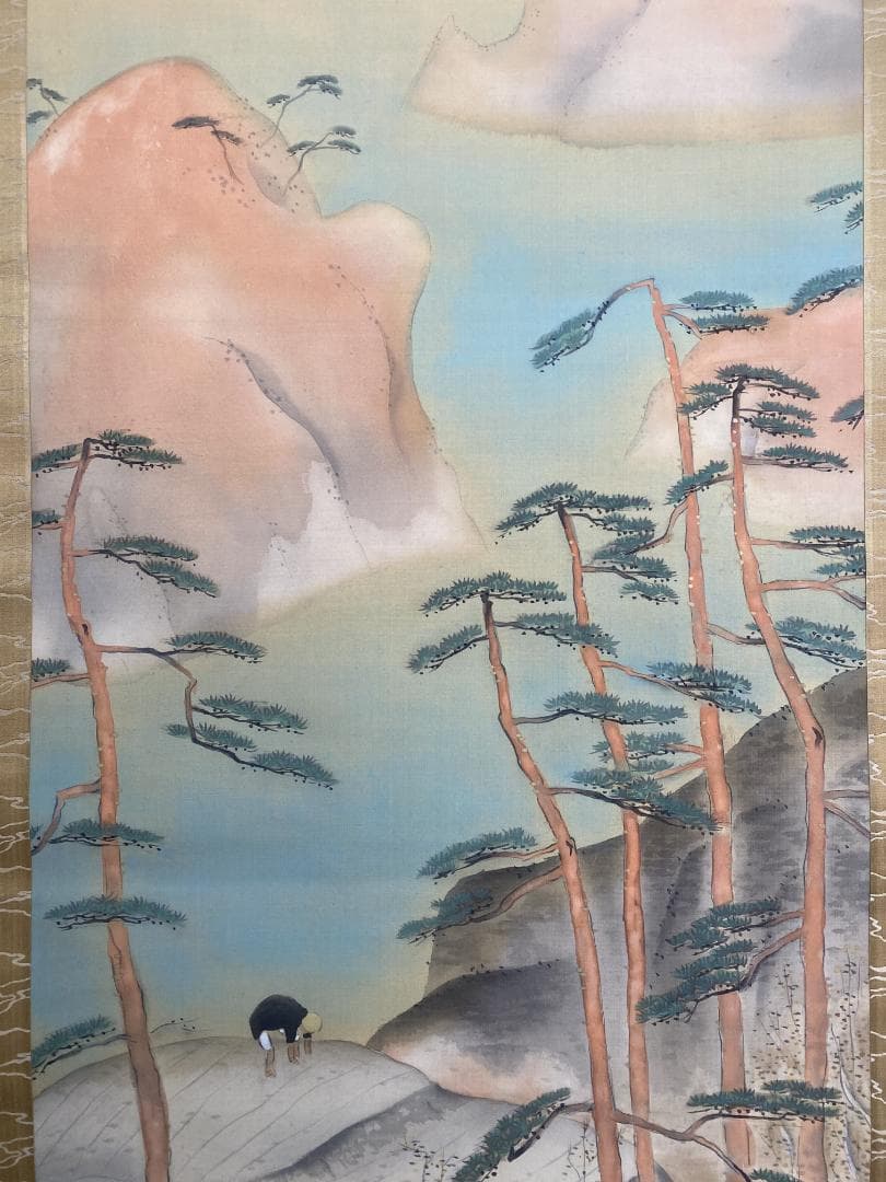 筆谷等観『遅日』春日山水図 共箱 北海道 明治大正 中央画壇 横山大観師事 掛軸