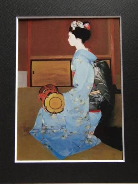 鬼頭　鍋三郎、鼓、希少な画集より、新品高級額装付、版上サイン入り、状態良好