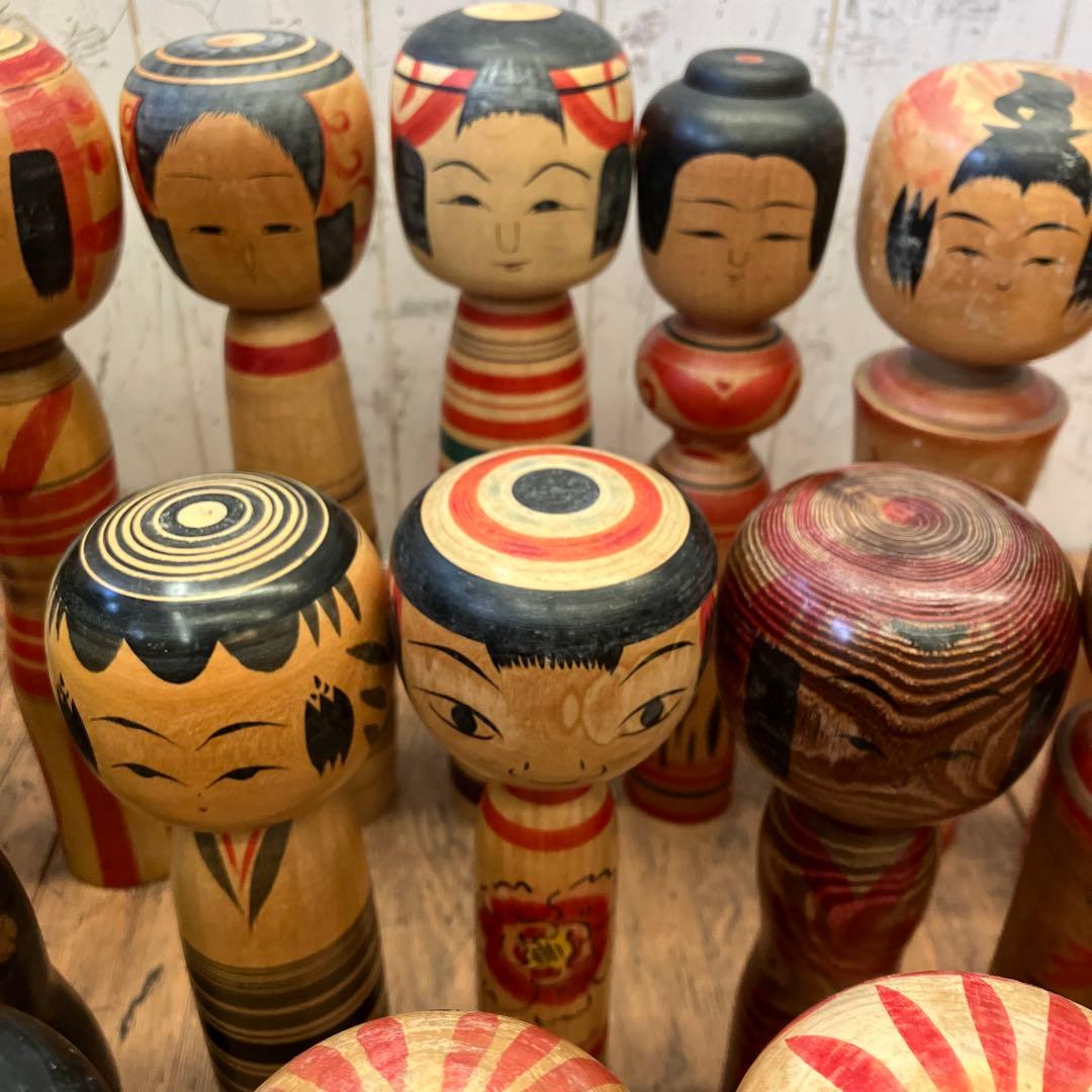 昭和レトロ 伝統工芸 郷土玩具 木製 創作 こけし 小芥子 18体 まとめ売り