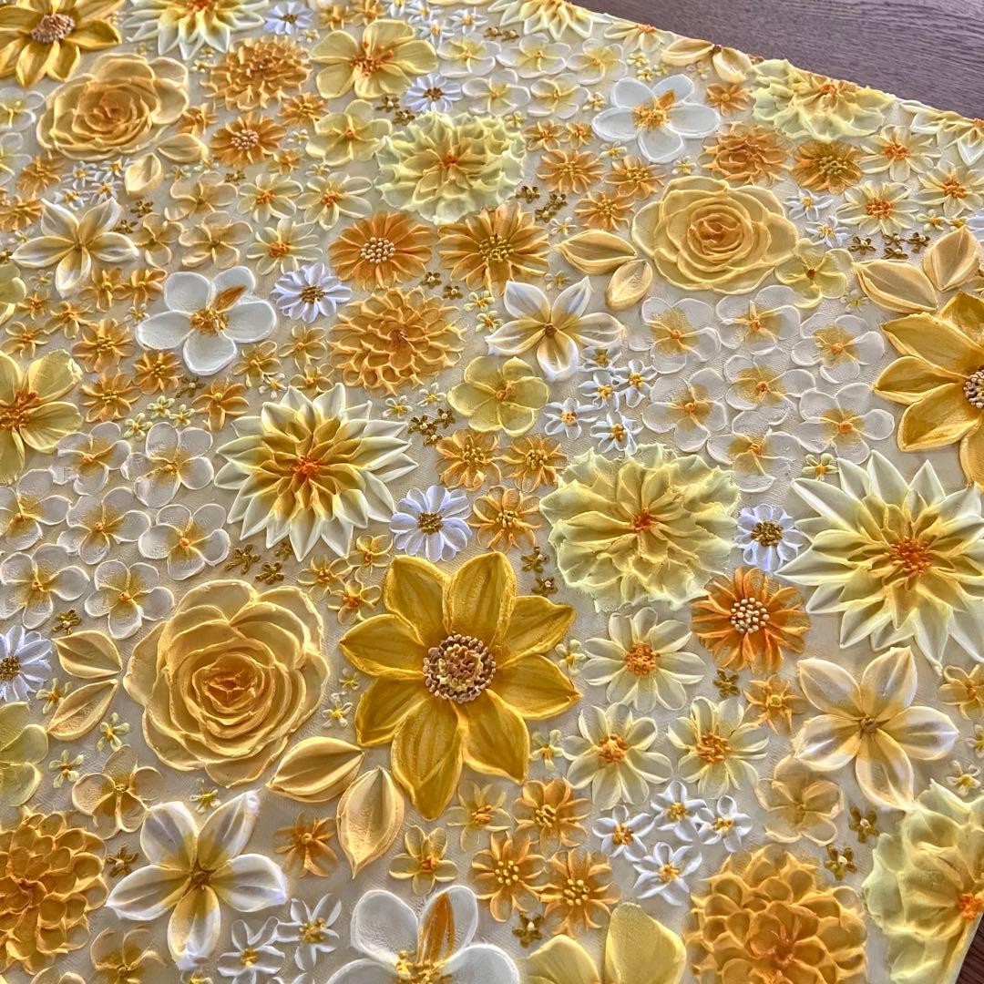 黄色 イエロー インテリア 花の絵 花柄 アート 絵画 原画 母の日