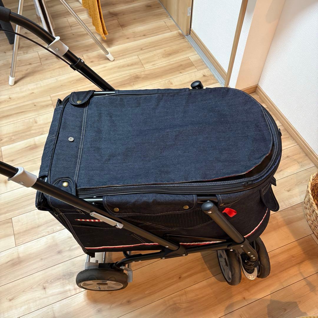 デニム風ペットバギー/犬用キャリー