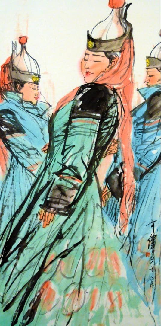 青い故郷 人物水墨画 中国の少数民族文化