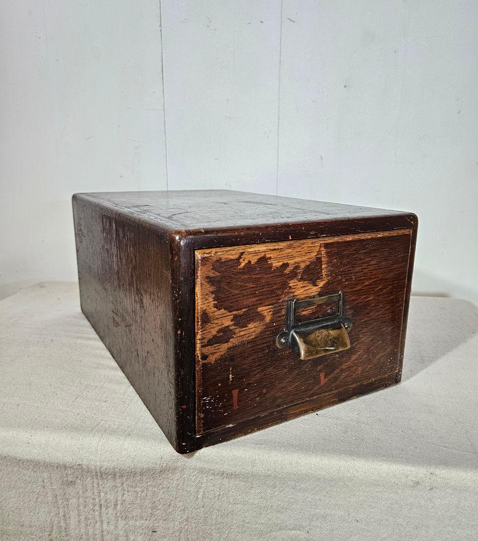 USアンティーク 木製のファイルキャビネット カードホルダー 卓上 書斎