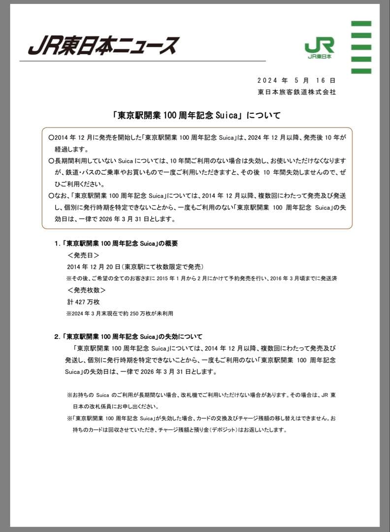 東京駅開業100周年記念Suica 3枚