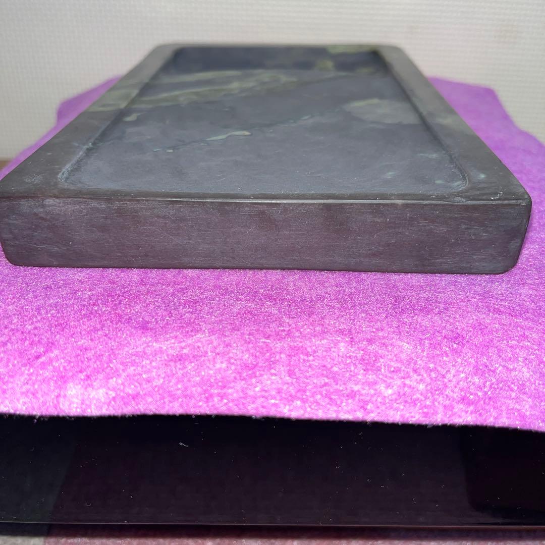 ⭕️端渓硯　希少　翡翠紋　綺麗　22cm超え　長方研