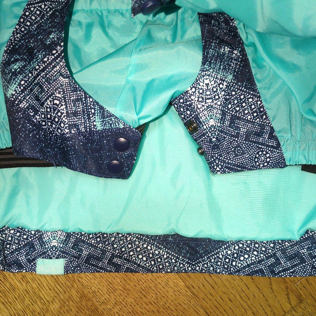 【美品】ROXY　スノボウェア　上下セットアップ　Ｓ　　ブルー　総柄　イエロー