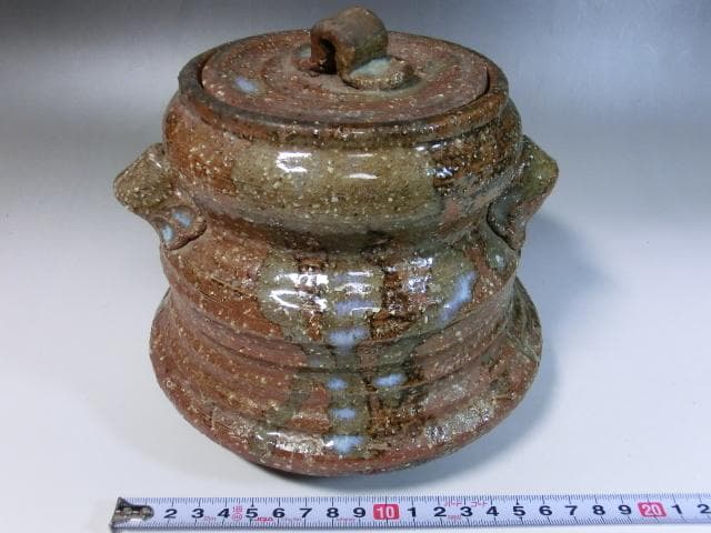 水指■信楽写 松坂萬古 芳隣作 耳付き お茶道具 時代物 骨董品 古美術■