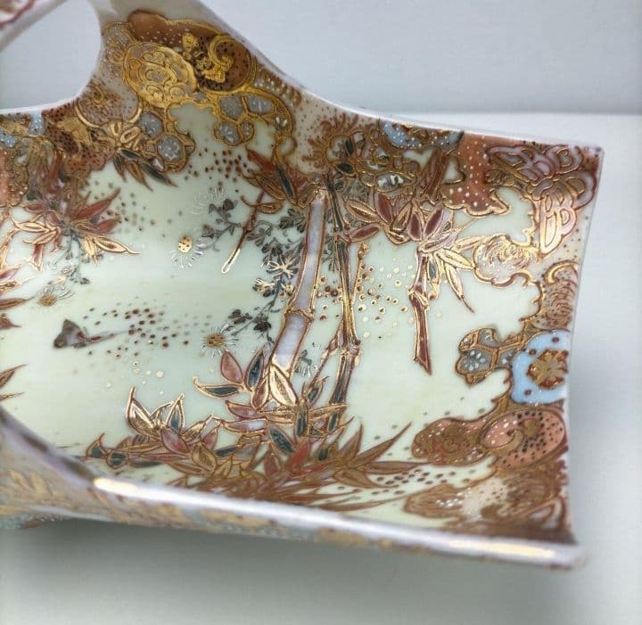 まぼろしの1品★加藤春光 盛上竹花蝶々文竹型鉢