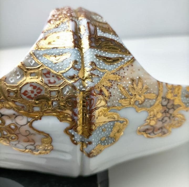 まぼろしの1品★加藤春光 盛上竹花蝶々文竹型鉢