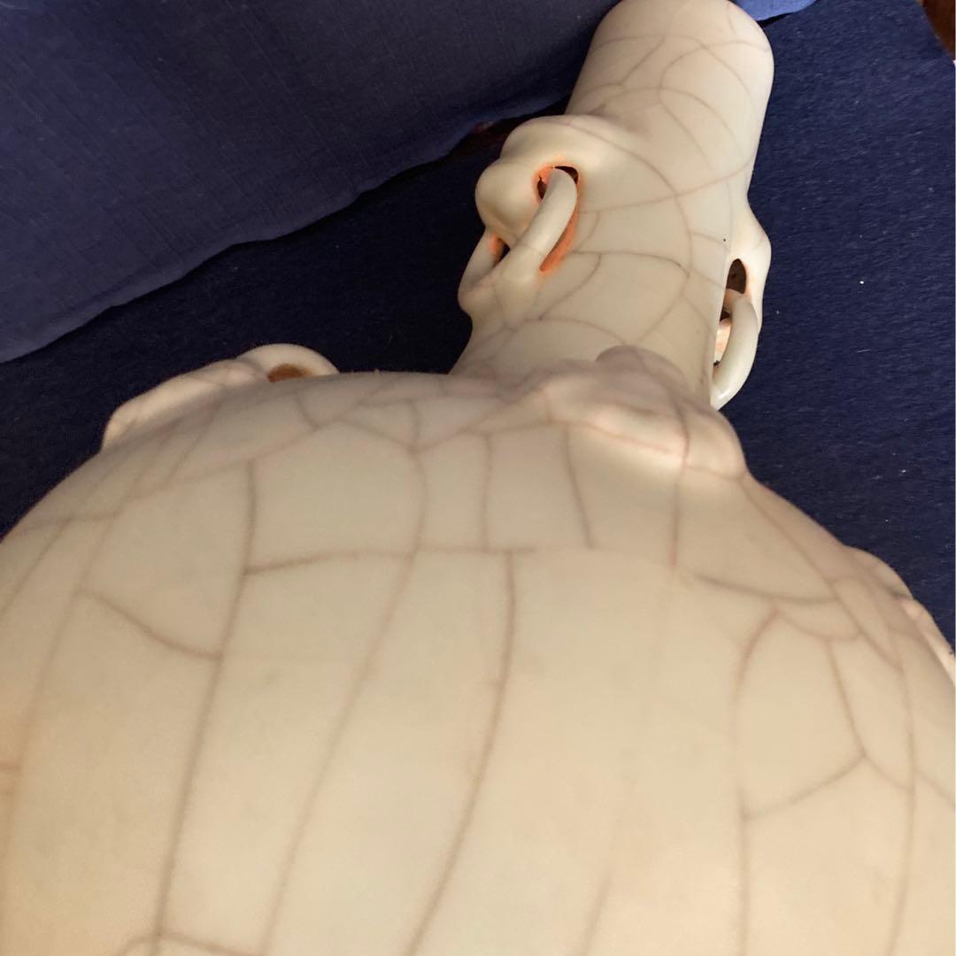 七官青磁　双蝙蝠耳天球瓶　北宋青磁