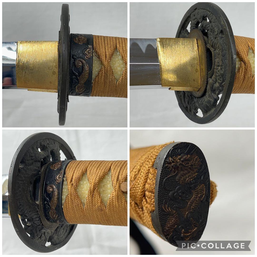 【模造刀】二本差し 太刀 脇差 龍鍔 茶色鞘 日本刀