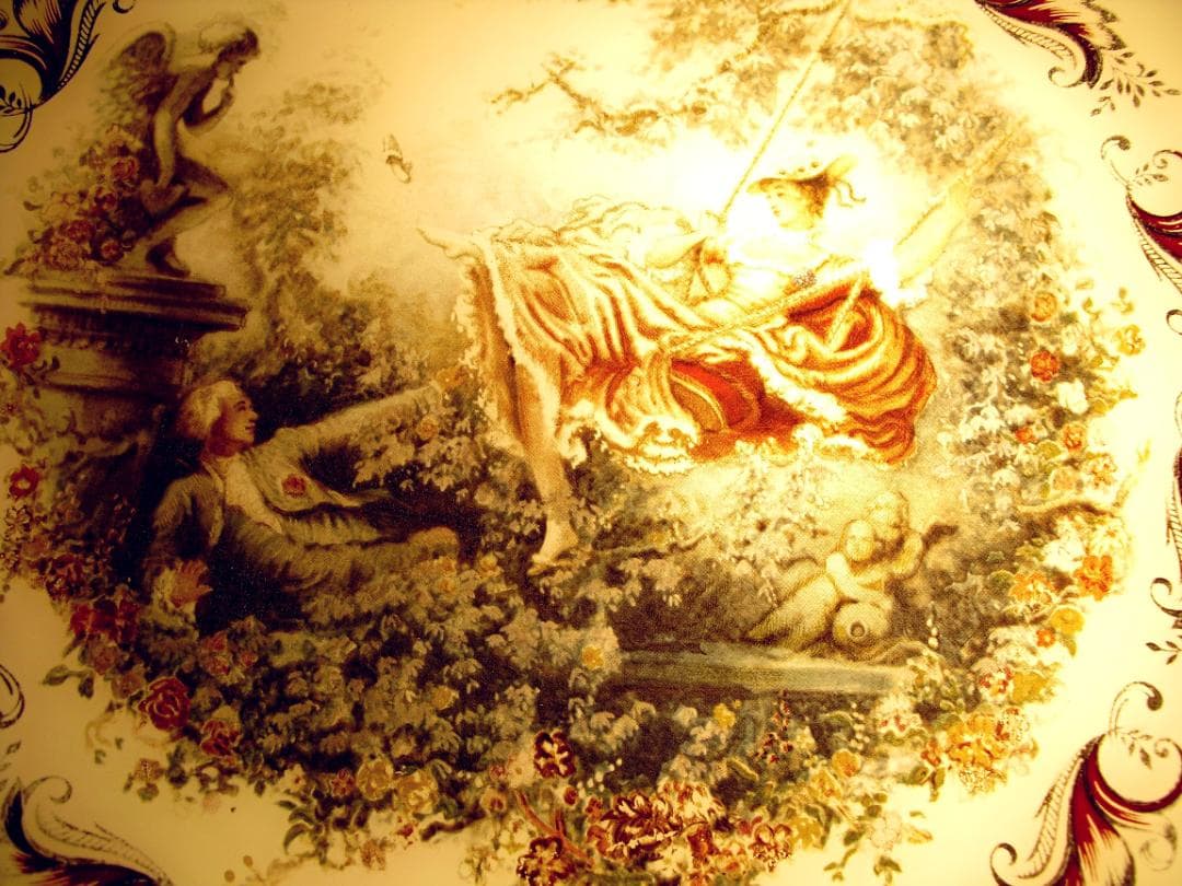 フランスアンティーク☆天井照明器具☆名画 フラゴナール「ぶらんこ」直径36㎝