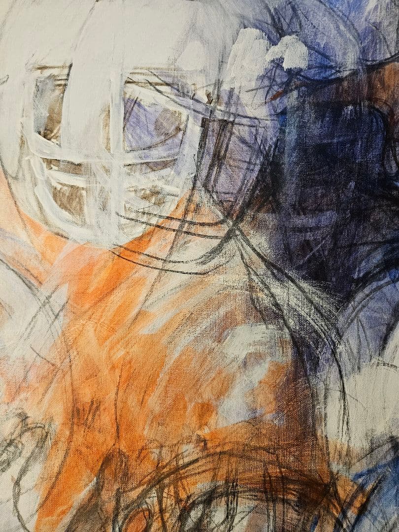 スイス画家ラルフ・アウグスブルガー、S50号の大迫力、躍動感溢れる抽象画の傑作。