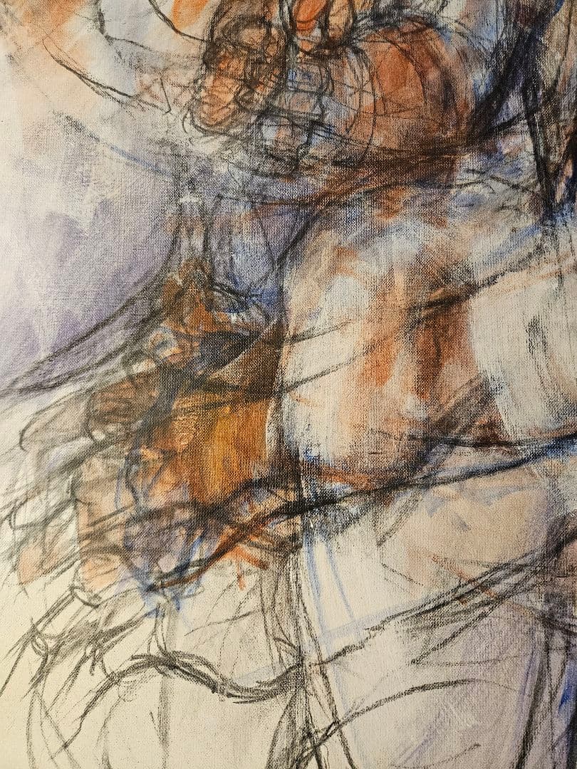 スイス画家ラルフ・アウグスブルガー、S50号の大迫力、躍動感溢れる抽象画の傑作。