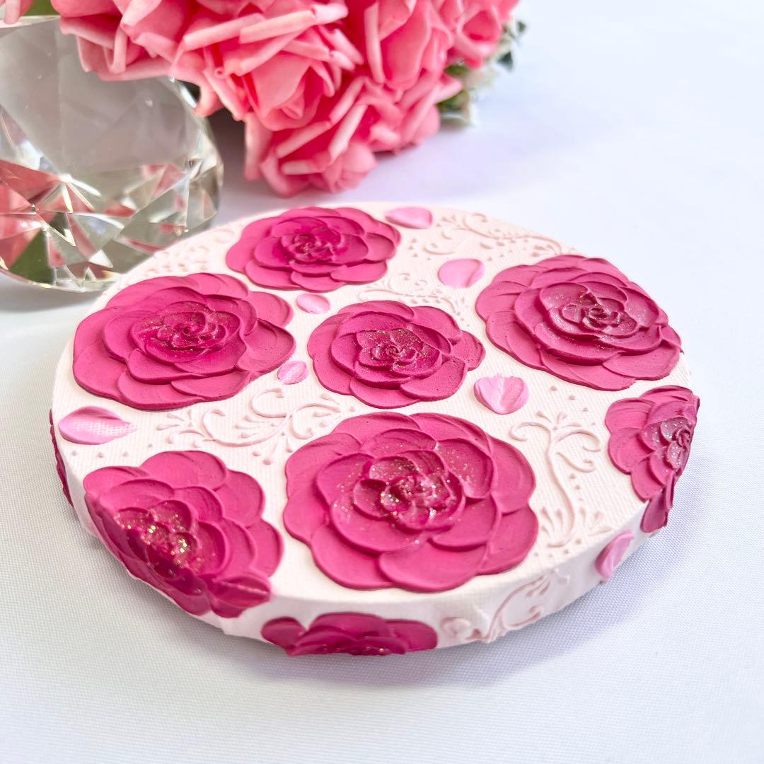 melia テクスチャーアート　絵画　インテリアアート　花　立体　絵　　花の絵