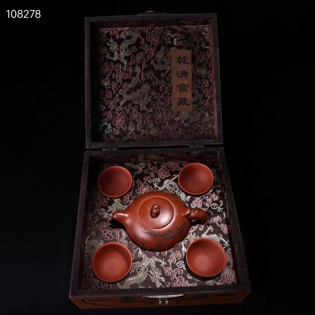 中国古美術・旧蔵品・御蔵・紫砂壺と茶器一式紫・朱泥・急須 ・煎茶道具