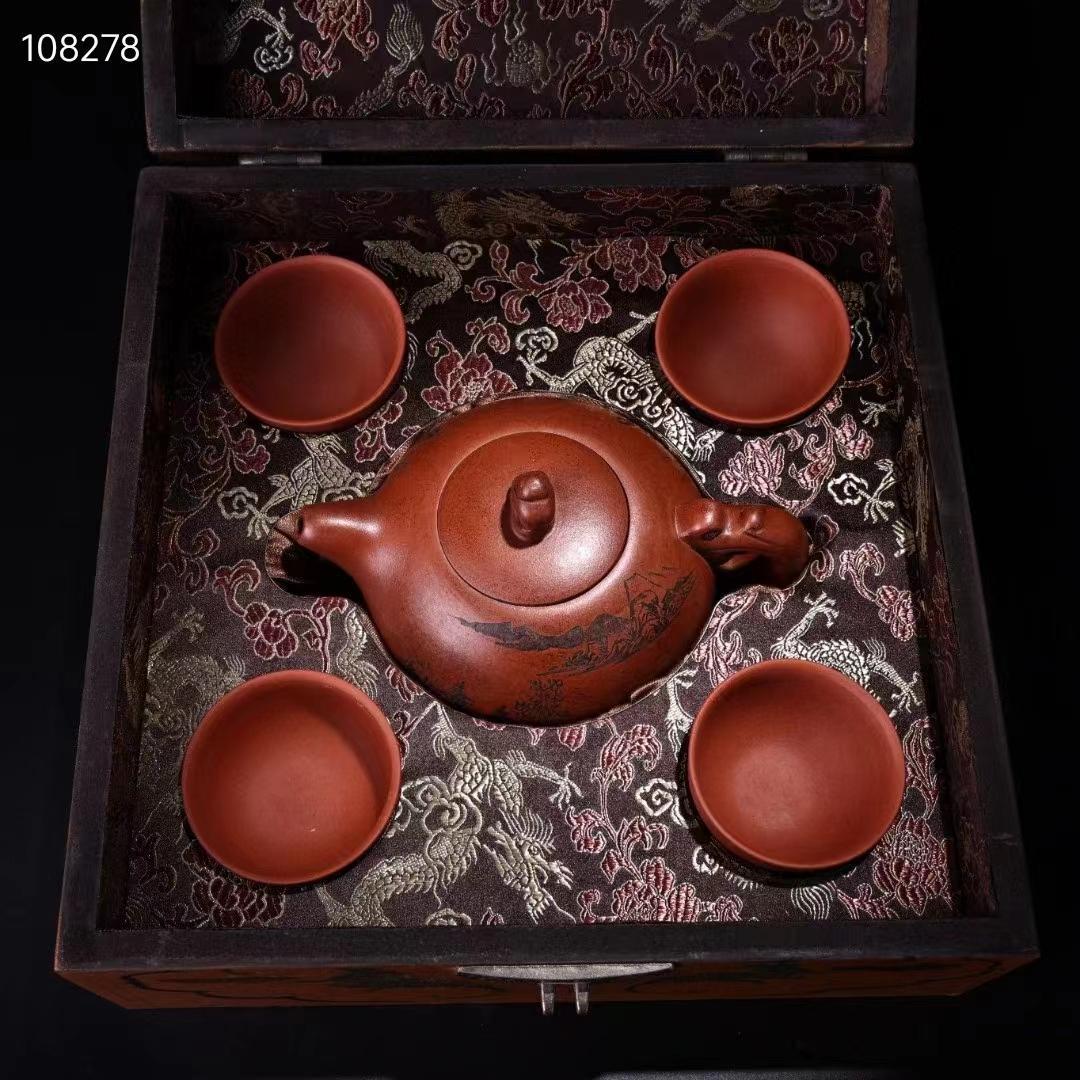 中国古美術・旧蔵品・御蔵・紫砂壺と茶器一式紫・朱泥・急須 ・煎茶道具